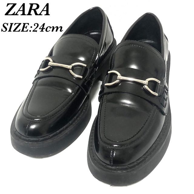 ZARA(ザラ)の♣️美品 ZARA ザラ 厚底 ビットローファー 革靴 トラックソール ブラック レディースの靴/シューズ(ローファー/革靴)の商品写真