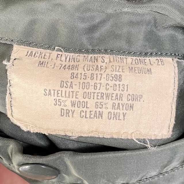 VINTAGE 米軍実物 60S L-2B MIL-J-7448H(USAF) VINTAGE 米軍実物 60S L-2B MIL-J-7448H(USAF)