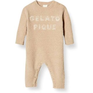 ジェラートピケ(gelato pique)のベビー服 BABY 'ベビモコ'ロゴジャガード baby ロンパース　もこもこ(ロンパース)