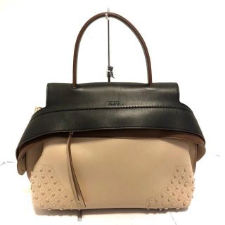 トッズ(TOD'S)のトッズ ハンドバッグ美品  黒×ベージュ(ハンドバッグ)