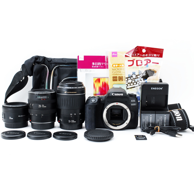 保証付 Canon EOS 9000D 標準&望遠&単焦点トリプルレンズセット
