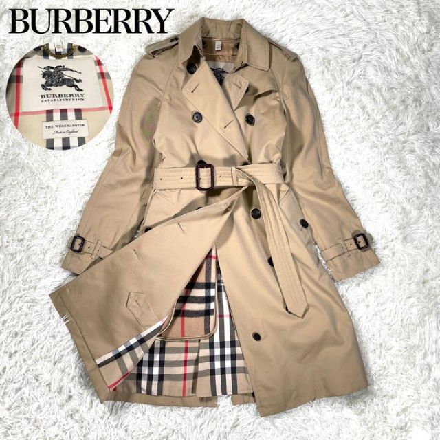 美品】BURBERRY カシミヤ混ノバチェック柄ライナー付トレンチコート-