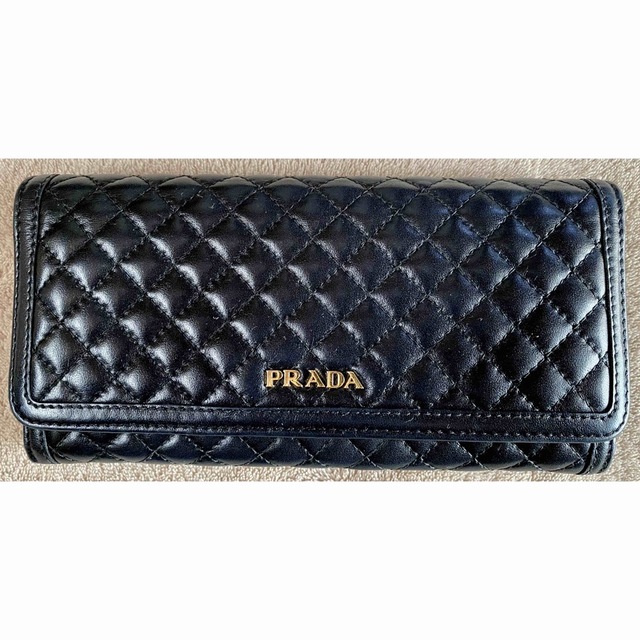 室外 PRADA プラダ キルティングロングウォレット 1M1132 長財布 ブラック
