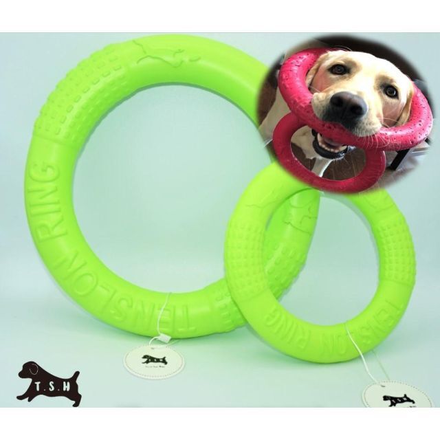 2点セット 犬用 EVA樹脂製フリスビー(S&Lサイズ・黄緑)噛む