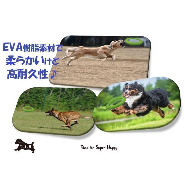 2点セット 犬用 EVA樹脂製フリスビー(S&Lサイズ・黄緑)噛む