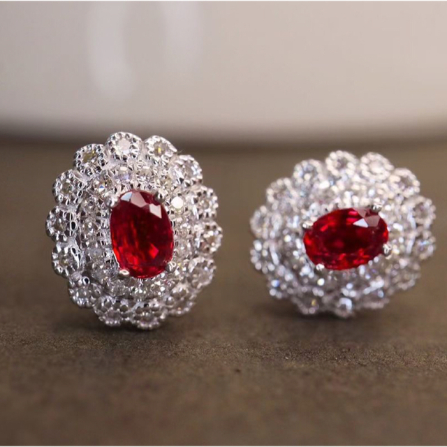 人気新品入荷 ダイヤ ルビー 天然 ピアス0.5ct ¥ k18 ピアス - www
