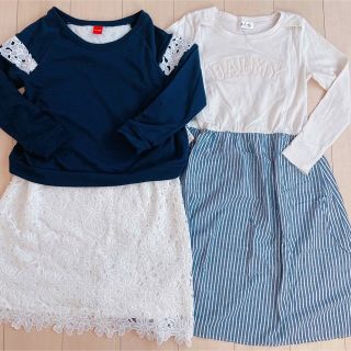 オリーブデオリーブ(OLIVEdesOLIVE)の【にこにこママ様専用】 美品 ① 授乳服 ワンピース 左ネイビー×花レース(マタニティワンピース)