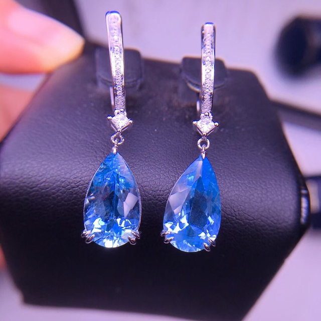 セール特価 天然アクアマリン ダイヤ ピアス6.65ct k18 ¥ ピアス