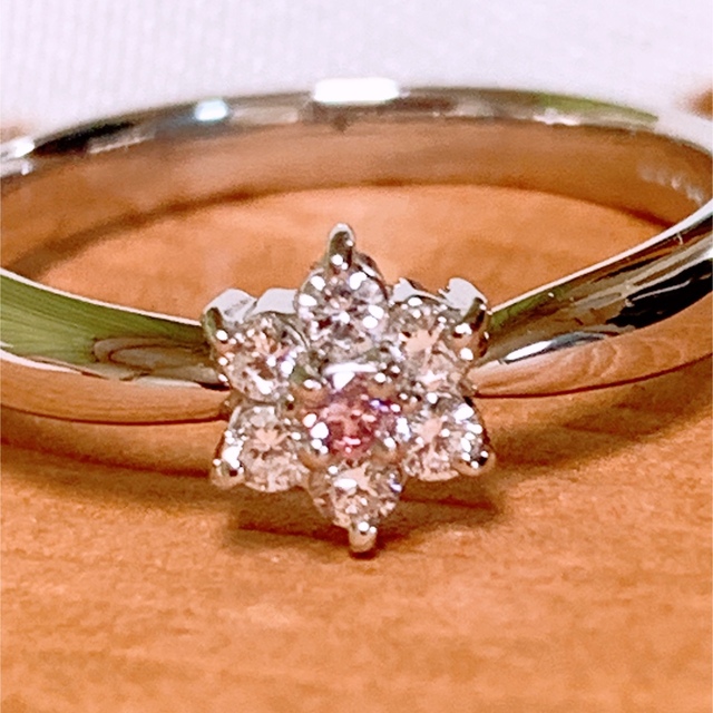 美品❣️ピンクダイヤモンド✨PD0.02&D0.11CT✨プラチナダイヤリング