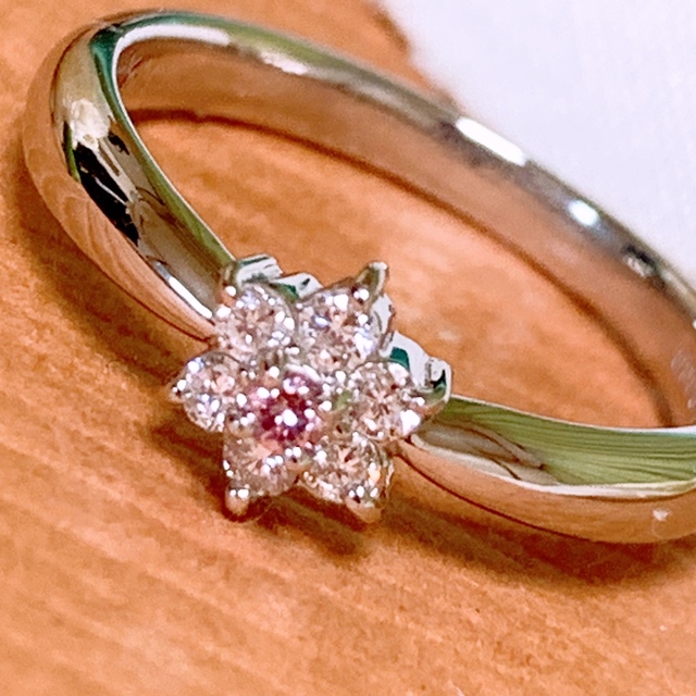美品❣️ピンクダイヤモンド✨PD0.02&D0.11CT✨プラチナダイヤリング