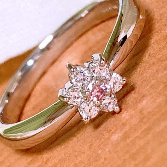 美品❣️ピンクダイヤモンド✨PD0.02&D0.11CT✨プラチナダイヤリング