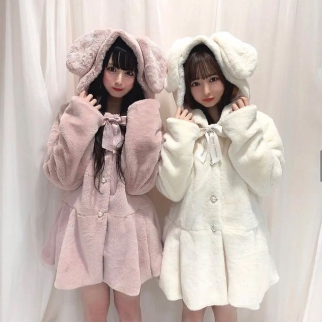 ハニーシナモン うさ耳ファーコート ホワイト アンクルージュ ディア