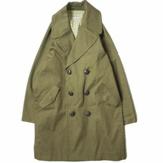 HED MAYNER ヘドメイナー 19SS COTTON GABARDINE OVERSIZED PEA COAT コットンギャバジン オーバーサイズピーコート HMO101 S KHAKI トレンチ アウター【新古品】【中古】【HED MAYNER】(ピーコート)