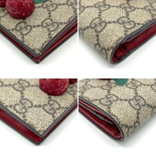 【極美品!!】グッチ GGスプリーム チェリー 二つ折り財布 キャンバス 冬■
