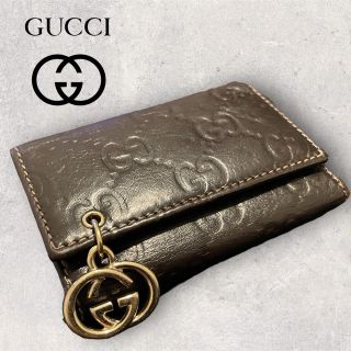 グッチ(Gucci)の【美品】GUCCI  GGロゴ　レザーキーケース　キーホルダー付き(キーケース)