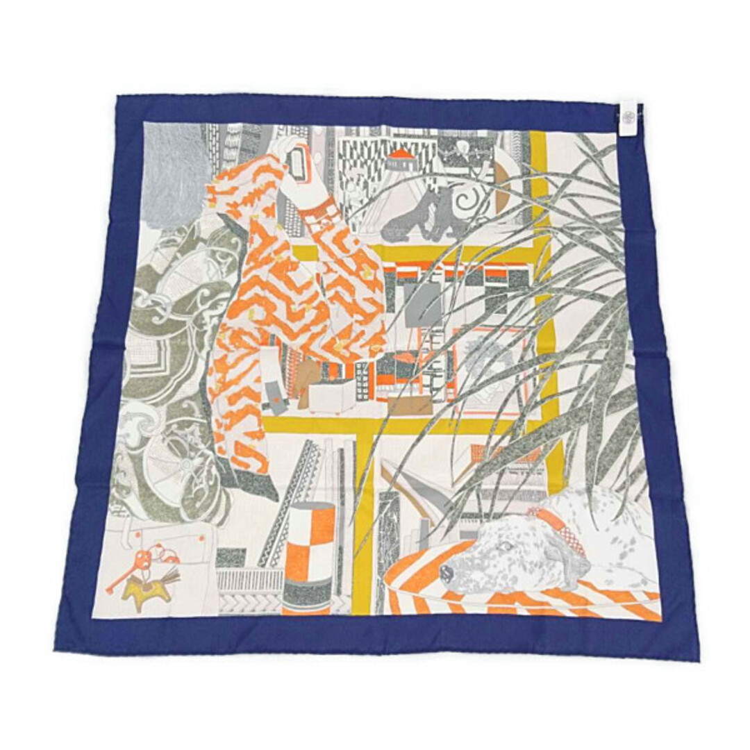 HERMES エルメス シルク スカーフ カレ70 Rendez-Vous Chez Hermes ネイビー 正規品 /29290