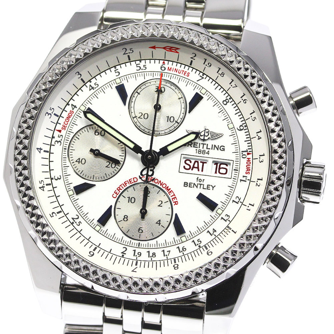 ☆良品 ★箱付き【BREITLING】ブライトリング ベントレーGT クロノグラフ デイデイト A13362 自動巻き メンズ_723236