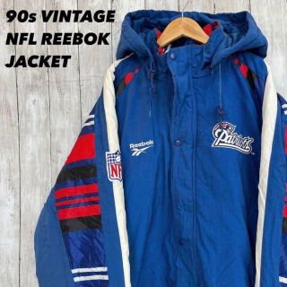 リーボック(Reebok)の90sヴィンテージNFL×REEBOKペイトリオッツ　中綿入り刺繍ロゴスタジャン(ナイロンジャケット)