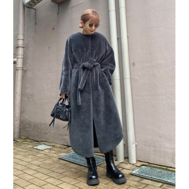 MANY WAY USEFUL BOA COAT チャコールブラック