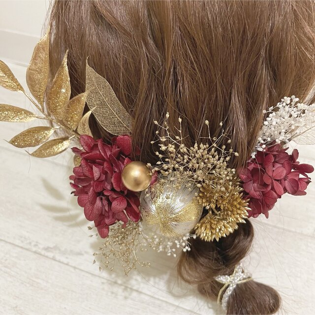 no.93 結婚式　ブライダル　ウエディング　成人式　髪飾り　花　ドライフラワー 1