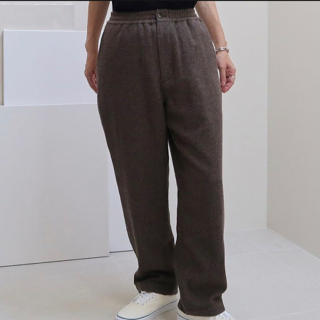 argue WOOL LINEN WIDE TAPERD PANTS BROWN