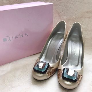 ダイアナ(DIANA)の【美品】箱付き DIANA ダイアナ ストーン パンプス ヒール 21.5cm(ハイヒール/パンプス)