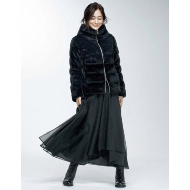 HERNO ヘルノ エコファー ショート ダウン ブラック 黒 40 レディース ジャケット/アウター