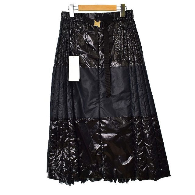 sacai(サカイ)のsacai 20年製 スカート ロング プリーツ切替 フレア パテッド 1 黒 レディースのスカート(ロングスカート)の商品写真