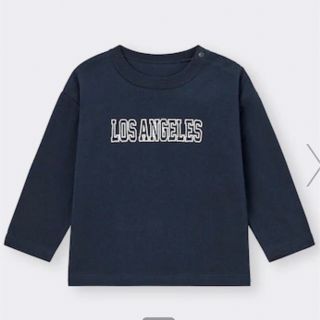 ジーユー(GU)のBABY(TODDLER)グラフィックT(長袖)(ロゴ)+E(Tシャツ/カットソー)