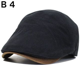 帽子 おしゃれ　メンズ レディース シンプル 無地 ハンチング B4 ブラック(ハンチング/ベレー帽)