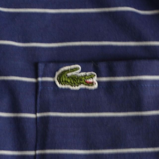 90s 新品 ラコステ CHEMISE LACOSTE ボーダー ポロシャツ M 3