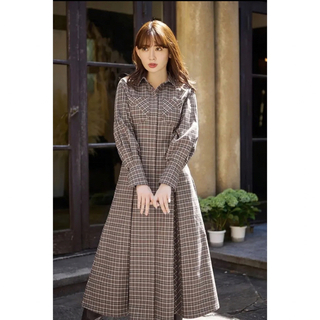 Checkered Pleats Long Shirt Dress mocha | フリマアプリ ラクマ