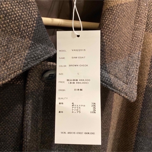 VAINL ARCHIVE SAM COAT 20AW サイズS 未使用品 - アウター