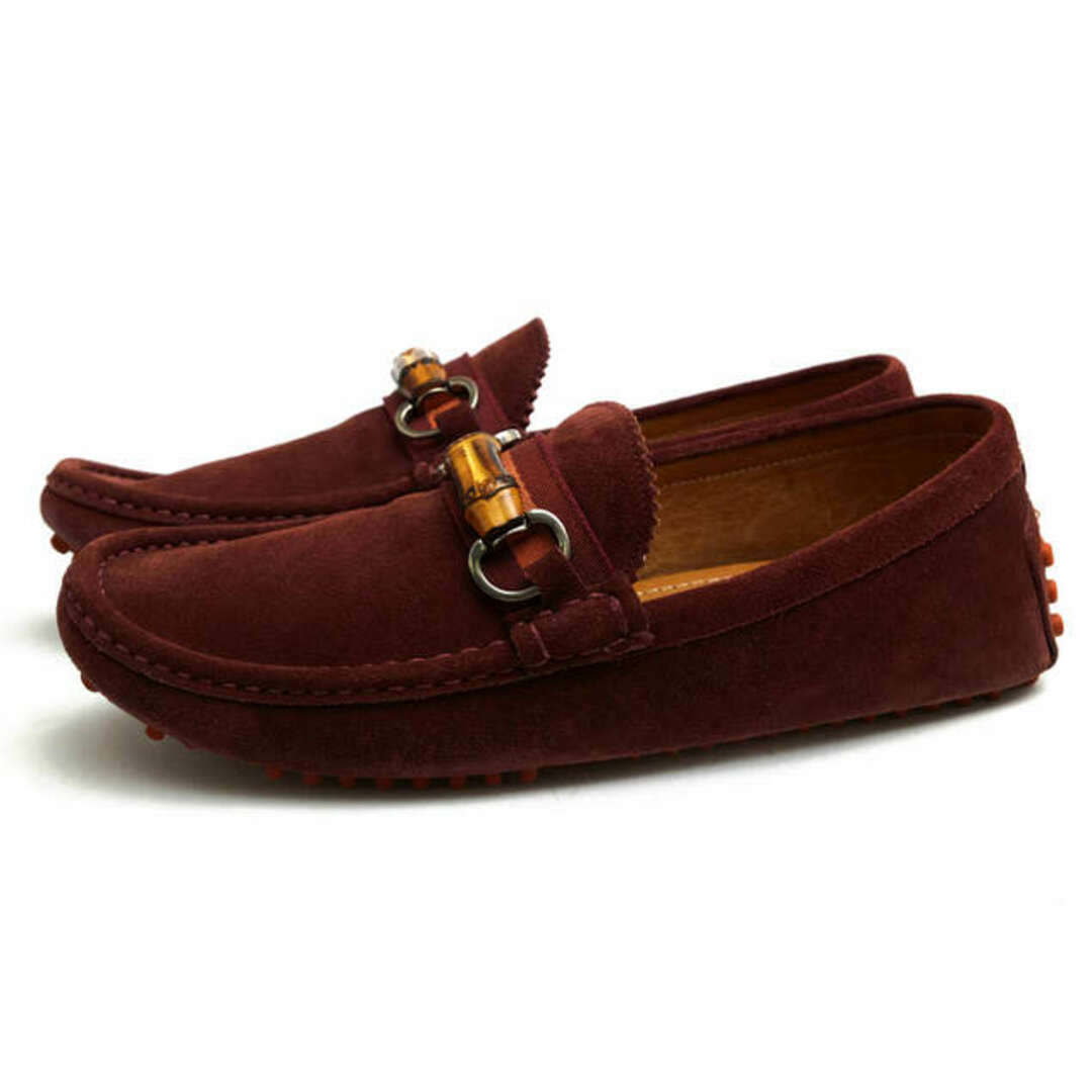 グッチ/GUCCI シューズ ドライビングシューズ 靴 メンズ 男性 男性用スエード スウェード レザー 革 本革 レッド ブラウン 赤 茶 337472 バンブービット スリッポン | フリマアプリ ラクマ