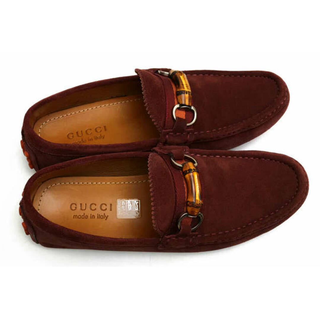 グッチ/GUCCI シューズ ドライビングシューズ 靴 メンズ 男性 男性用スエード スウェード レザー 革 本革 レッド ブラウン 赤 茶 337472 バンブービット スリッポン