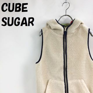 キューブシュガー(CUBE SUGAR)の【人気】キューブシュガー フリースベスト フード内側チェック柄 M レディース(ベスト/ジレ)