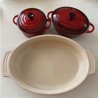 LE CREUSET - LE CREUSET ルクルーゼ ♡ ココット 2コ ＆ グラタン皿の ...