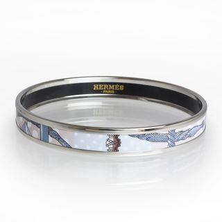 エルメス カレーシュ MM エナメル ブレスレット バングル グリーン 黄緑 箱付 HERMES（未使用　展示品）