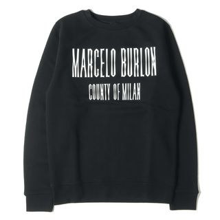 マルセロブロン(MARCELO BURLON)のMARCELO BURLON マルセロ ブロン スウェット ロゴ プリント クルーネック スウェットシャツ EL MISTI CREW トップス トレーナー プルオーバー裏起毛 ブラック 黒 XS 【メンズ】(スウェット)