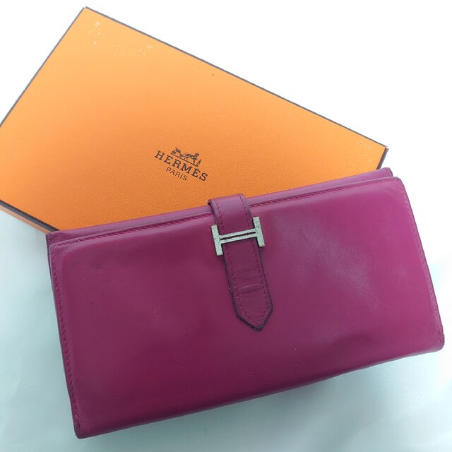 HERMES ベアン デュプリ 三つ折り長財布 ボックスカーフ 今季ブランド