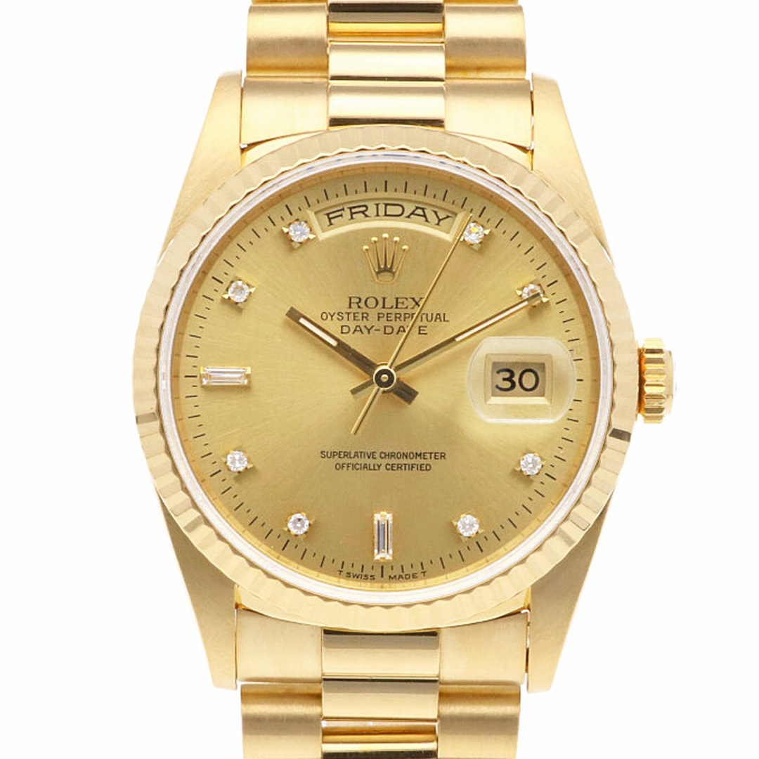 ROLEX - ロレックス ROLEX デイデイト 腕時計 W番 1994～1995年 8Pラウンドダイヤ 2Pバゲットダイヤ オーバーホール済 K18イエローゴールド  中古