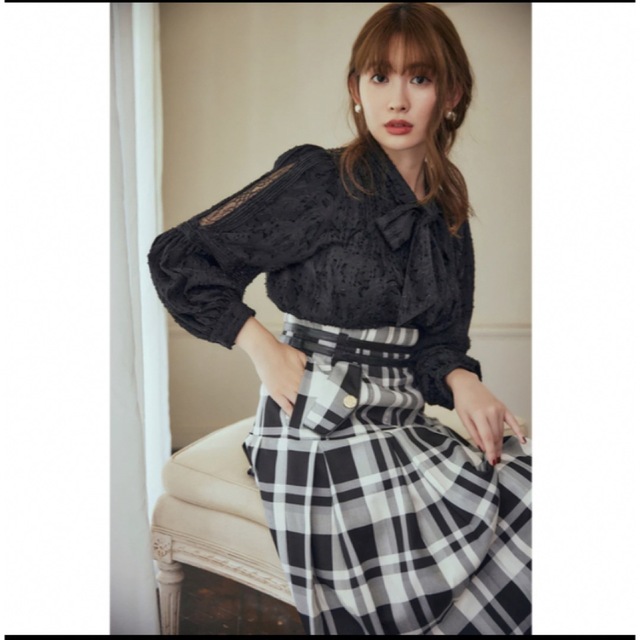 Pleated Checkered Twill Long Skirt Pleated Checkered Twill Long Skirt