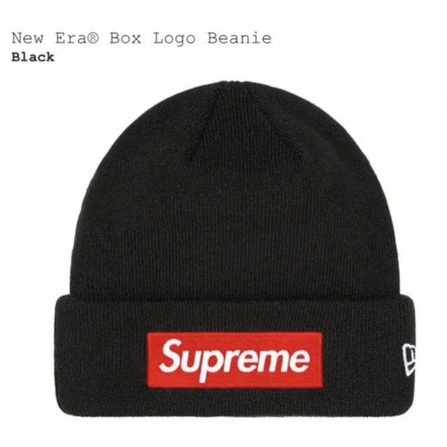 supreme new era box logo beanie black帽子