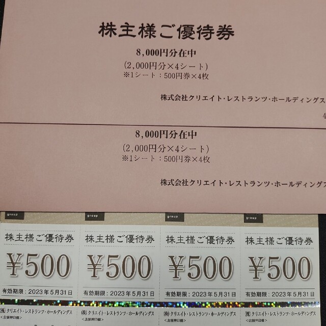 最新の激安 16000円分 クリレス 株主優待 株主優待券16000円分（500円