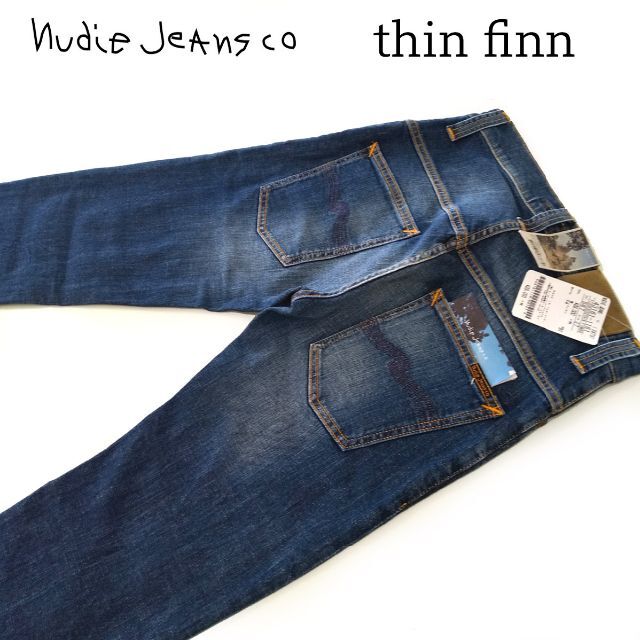 新品未使用ヌーディジーンズThin FinnストレッチデニムパンツW27約72m