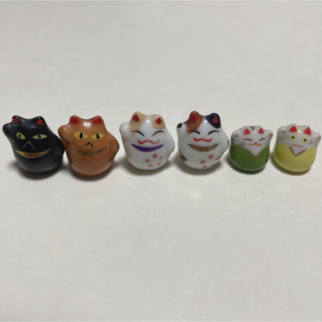 猫舎道楽堂本舗 豆猫 ミニサイズ招き猫 開運 6点セット 陶器 の 猫舎道楽堂本舗 豆猫 ミニサイズ招き猫 開運 6点セット 陶器 の