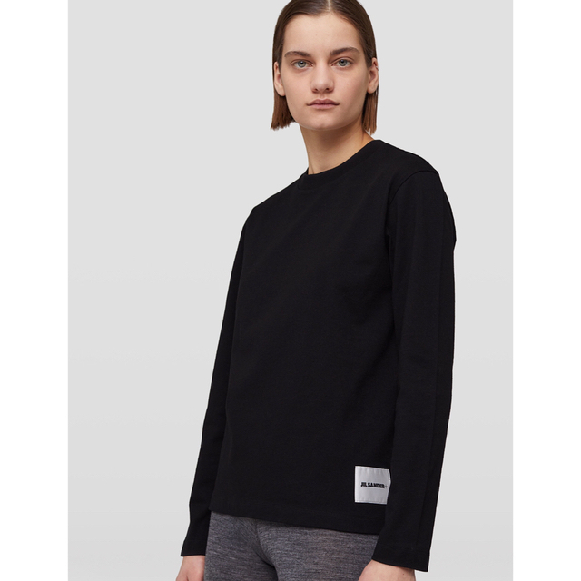 Jil Sander(ジルサンダー)の【新品未使用】JIL SANDER + オーガニックコットンTシャツ 黒 レディースのトップス(Tシャツ(長袖/七分))の商品写真