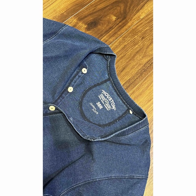 【HOUSTON】インディゴ ヘンリネックT サイズL メンズのトップス(Tシャツ/カットソー(半袖/袖なし))の商品写真