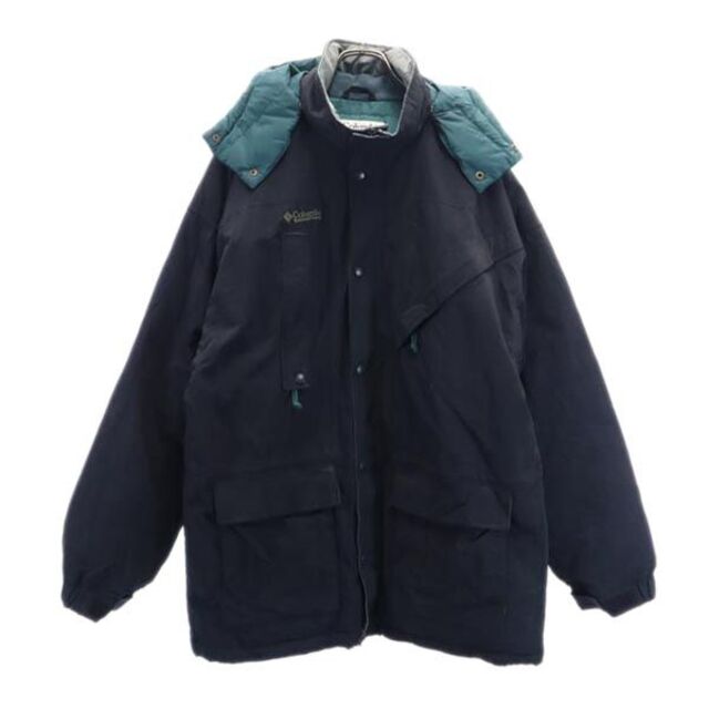 コロンビア ダウン コート LL 黒×緑 Columbia フード ジャケット