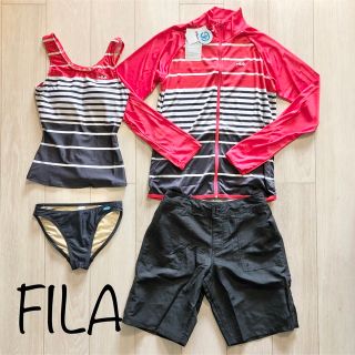 フィラ(FILA)の新品 FILA 水着 4点セット タンキニ ラッシュガード パンツ RD S(水着)